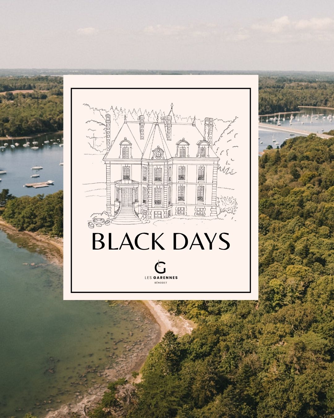 Affiche Black Days sur vue aérienne du lac